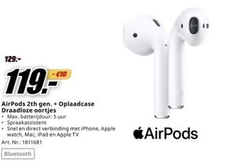 Aanbieding: AirPods 2th gen. + Oplaadcase Draadloze oortj