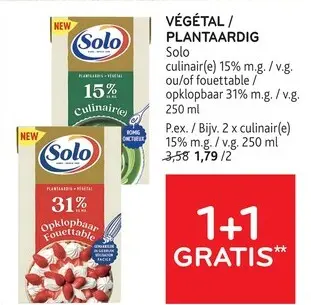 Offre: VÉGÉTAL / PLANTAARDIG Solo culinair(e) 15% m.