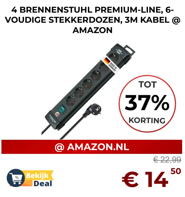 Aanbieding: Premium-line 6-voudige stekkerdozen, 3m kabel