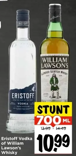 Aanbieding: Eristoff Vodka or William Lawson's Whisky