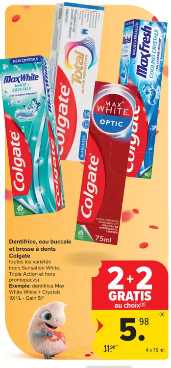 Offre: Dentifrice, eau buccale et brosse à dents