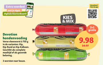 Aanbieding: Devotion hondenvoeding Verse vleesworst