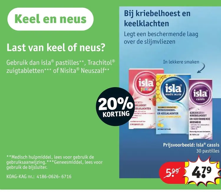 Aanbieding: Bij kriebelhoest en keelklachten