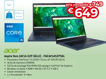 Offre: Aspire Vero (AV14-52P-56LU) - ITACAV1452P56L