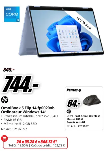 Offre: OmniBook 5 Flip 14-fp0020nb Ordinateur Window
