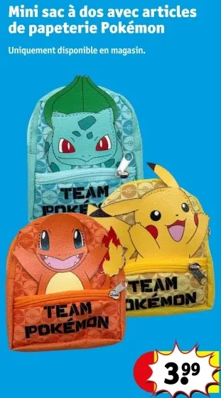 Offre: Mini sac à dos avec articles de papeterie Pokémon