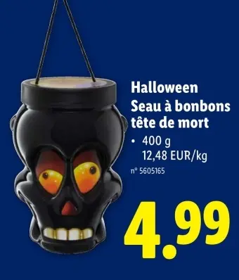 Offre: Halloween Seau à bonbons tête de mort