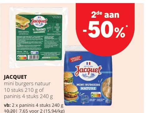 Promotie: Mini burgers natuur of paninis