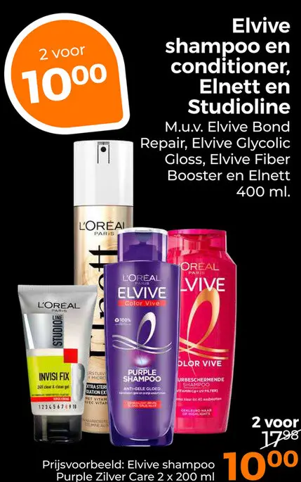 Aanbieding: Elvive shampoo en conditioner, Elnett en Studioline