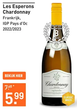 Aanbieding: Les Esperons Chardonnay 75CL Wijn