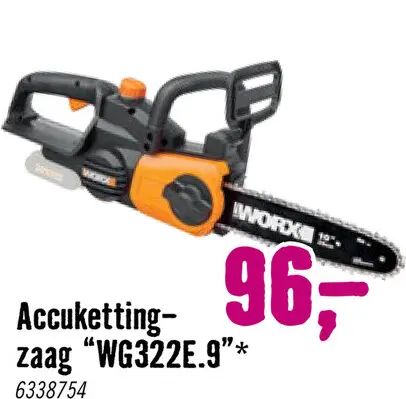 Aanbieding: Accu Kettingzaag WG322E.9 basic excl. 20 V accu en lader