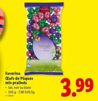 Offre: Œufs de Pâques mix pralinés