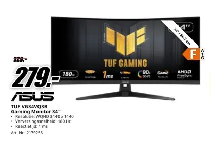 Aanbieding: TUF VG34VQ3B Gaming Monitor 34"