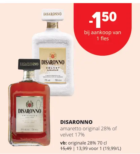 Promotie: DISARONNO amaretto original or velvet