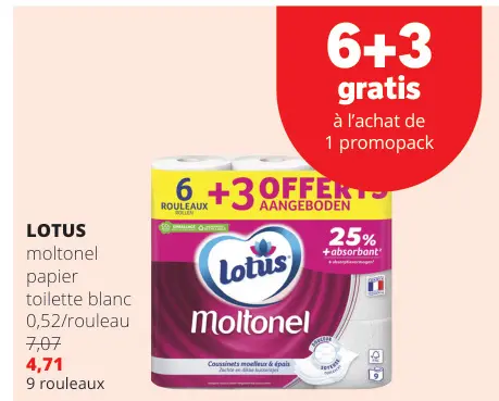 Offre: Moltonel papier toilette blanc
