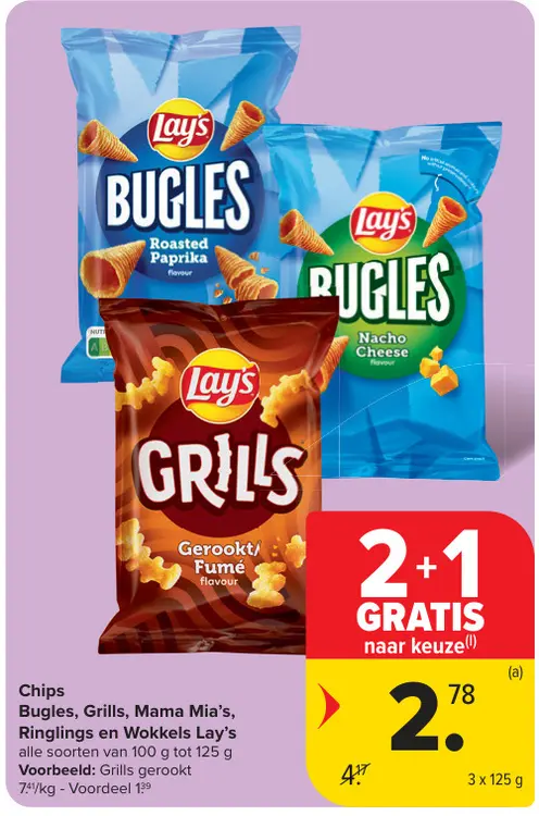 Promotie: Chips Bugles, Grills, Mama Mia's, Ringlings e