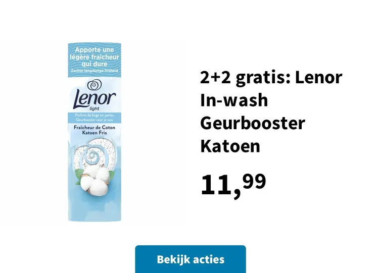 Promotie: 2+2 gratis: Lenor In-wash Geurbooster Katoen