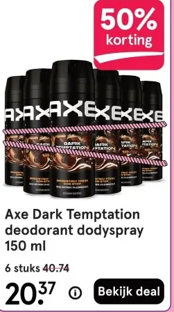 Aanbieding: Axe Dark Temptation deodorant dodyspray