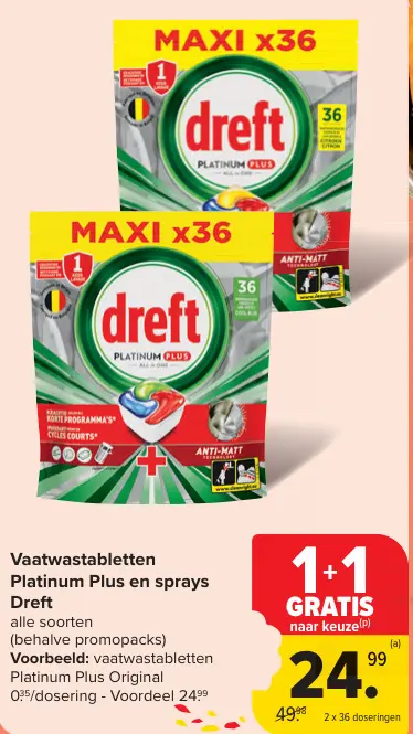 Aanbieding: Vaatwastabletten Platinum Plus en sprays