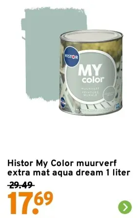 Aanbieding: My Color muurverf extra mat aqua dream 1 liter