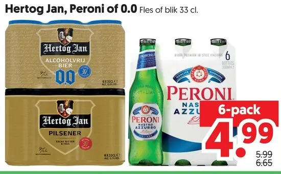 Aanbieding: Hertog Jan, Peroni of 0.0 Fles of blik