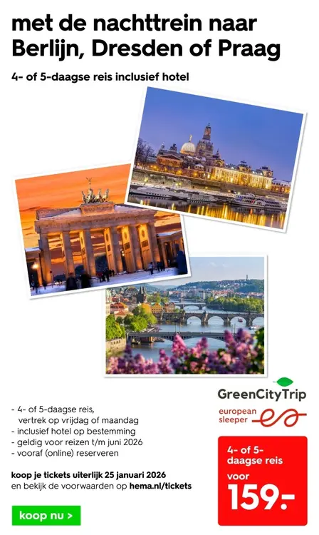 Aanbieding: Nachttrein naar Berlijn, Dresden of Praag