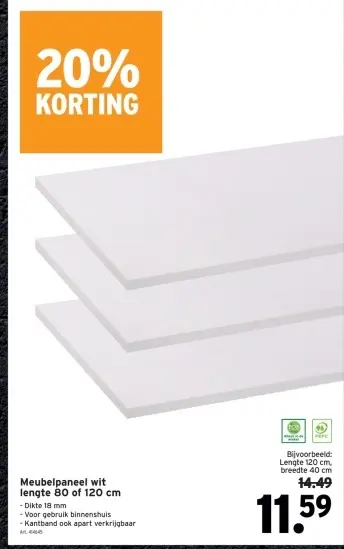 Promotie: Meubelpaneel wit