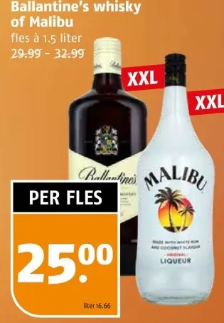Aanbieding: Ballantine's whisky of Malibu