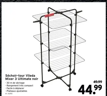Offre: Séchoir-tour Vileda Mixer 3 Ultimate noir