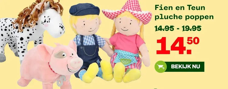 Aanbieding: Fien en Teun pluche poppen