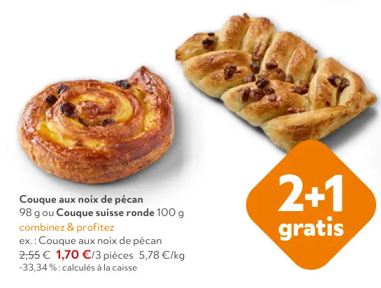 Offre: Couque aux noix de pécan ou Couque suisse ronde