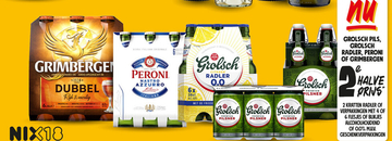 Aanbieding: GROLSCH PILS, GROLSCH RADLER, PERONI OF GRIMBERGEN