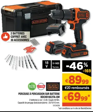 Aanbieding: PERCEUSE À PERCUSSION SUR BATTERIE BDCHD18C2T