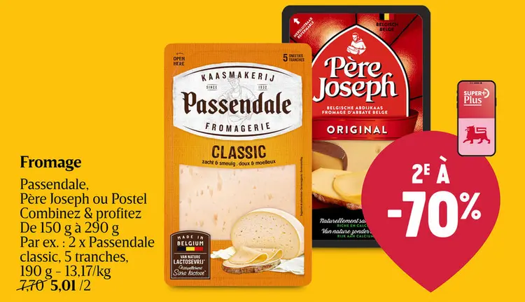 Offre: Fromage Passendale, Père Joseph ou Postel
