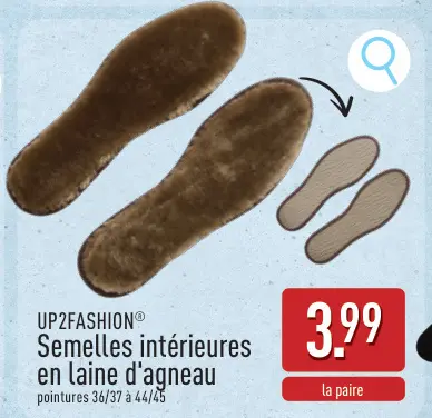 Offre: Semelles intérieures en laine d'agneau