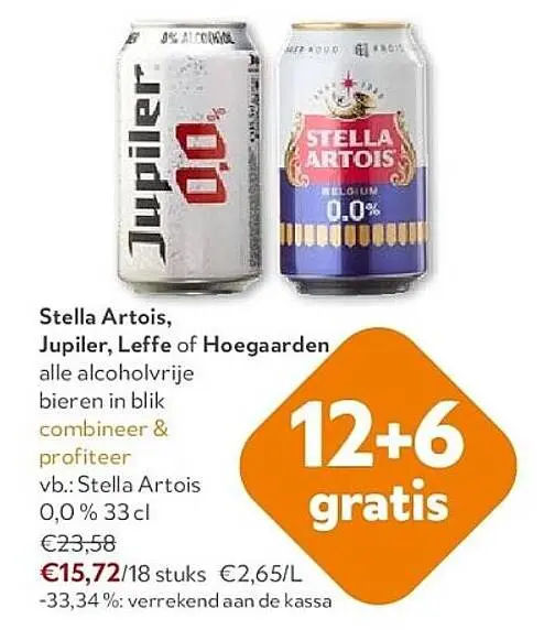 Promotie: Stella Artois, Jupiler, Leffe of Hoegaarden