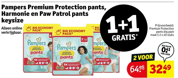 Aanbieding: Pampers Premium Protection pants, Harmonie en Paw Patrol pants keysize