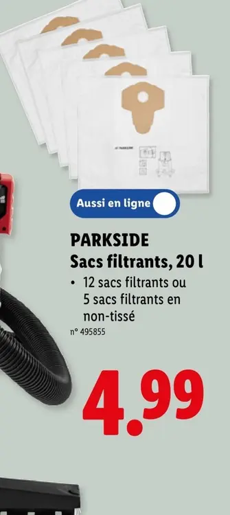 Offre: Sacs filtrants
