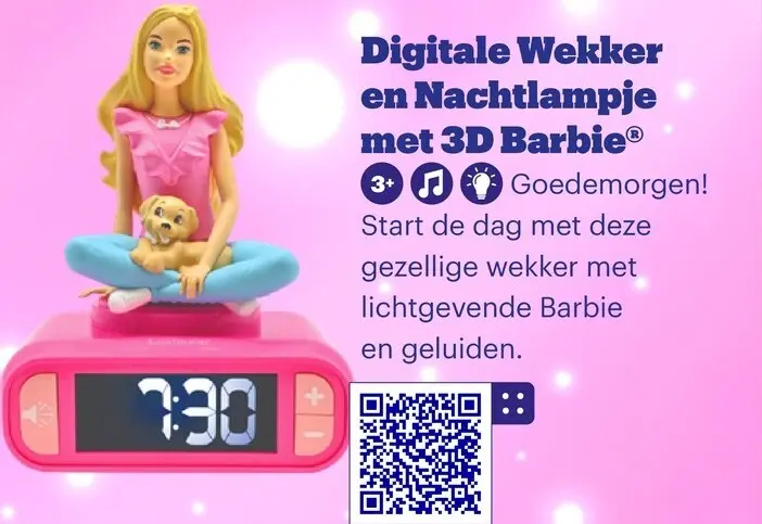 Aanbieding: Lexibook Digitale Wekker en Nachtlampje met 3D Barbie