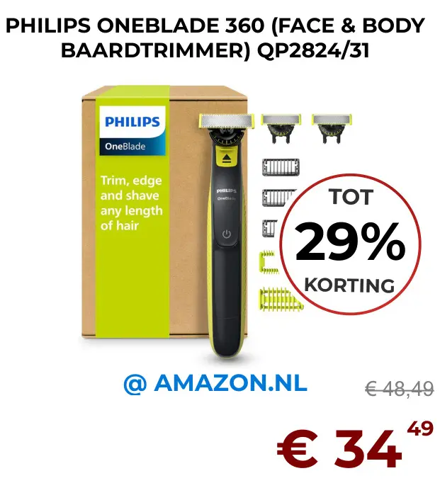 Aanbieding: Oneblade 360 (face & body baardtrimmer) QP2824/31