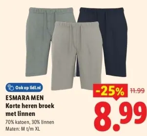 Aanbieding: Korte heren broek met linnen