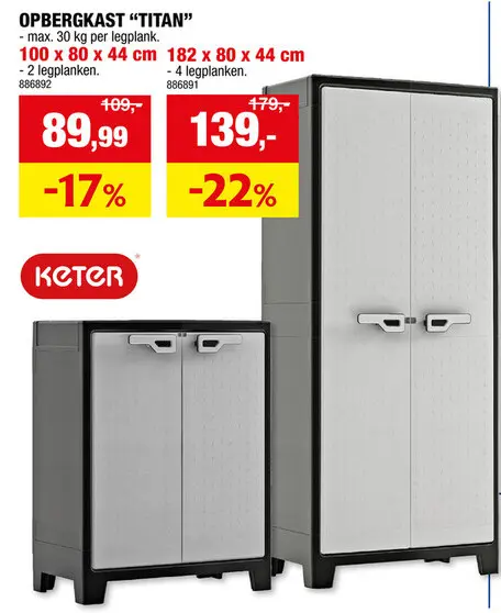 Promotie: Keter Titan kast laag 80x100x44 cm