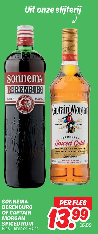 Aanbieding: Sonnema Berenburg of Captain Morgan Spiced Rum
