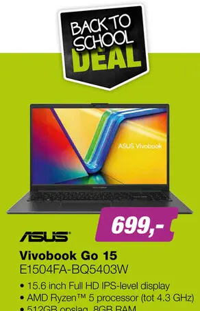 Aanbieding: ASUS Vivobook Go 15 E1504FA‑BQ5403W 15.6 inch Laptop
