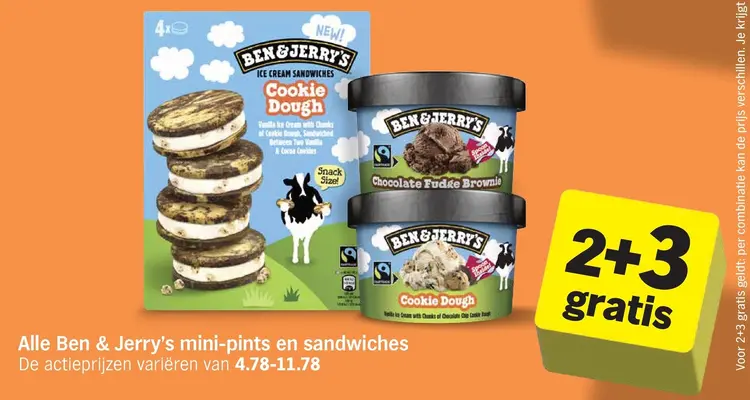 Aanbieding: Ben & Jerry's mini-pints en sandwiches