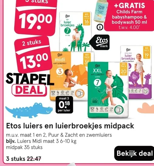 Aanbieding: Etos luiers en luierbroekjes