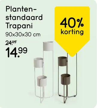 Aanbieding: Plantenstandaard Trapani - lichtgrijs - 90x30x30 cm