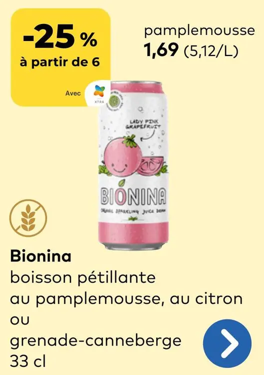 Offre: Bionina boisson pétillante