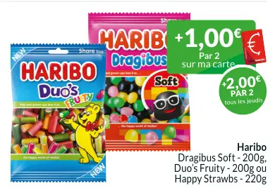 Offre: Haribo Dragibus Soft, Duo's Fruity ou Happy S