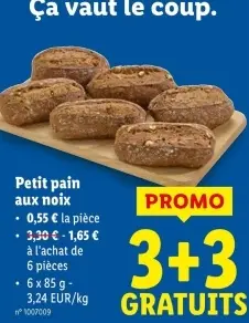 Offre: Petit pain aux noix